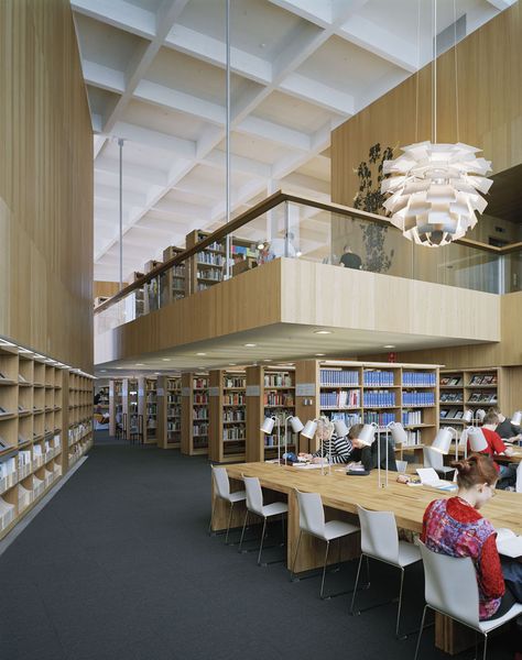 Borrow a movie or book from the library. Turku City Library / JKMM Architects Public Library Design, Library Inspiration, Library Architecture, School Interior, City Library, Modern Library, School Building, Library Design, School Library