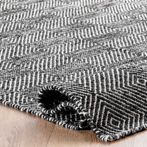 Mercury Row® Marcelo Geometric Handmade Tufted Wool Ivory/Black Area Rug & Reviews | Wayfair Kitchen Black, Flatweave Area Rug, Area Rug For Living Room, Area Rug Sizes, Rug For Living Room, Black Area Rugs, Geometric Area Rug, Rugs Size, Ivory Rug