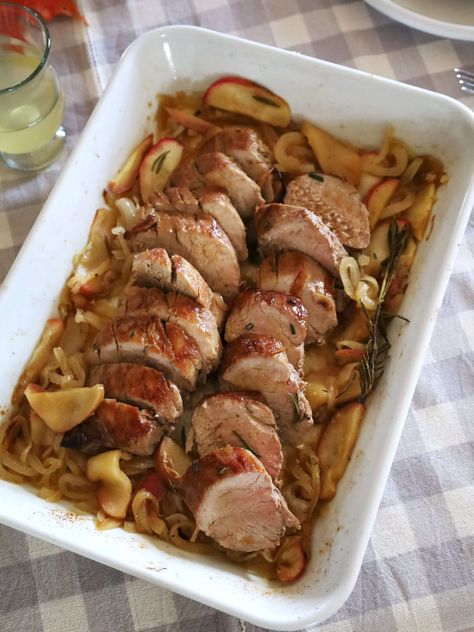 pork tenderloin 9 Pork Tenderloin Crock Pot Recipes, Pork Tenderloin With Apples, Pork Fillet Recipes, Tenderloin Recipes Crockpot, Best Pork Tenderloin Recipe, Apples And Onions, Smoked Pork Tenderloin, Mustard Pork Tenderloin, Apple Pork Tenderloin