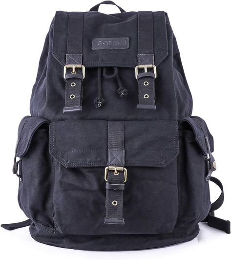 Amazon.com: Gootium 21101CF Specially High Density Thick Canvas Backpack Rucksack,Coffee : Clothing, Shoes & Jewelry Canvas Travel Bag, Mom Show, Canvas Backpack, Coffee Colour, Travel Companion, Bird In Bag, Black Backpack, Black Pattern, New Bag