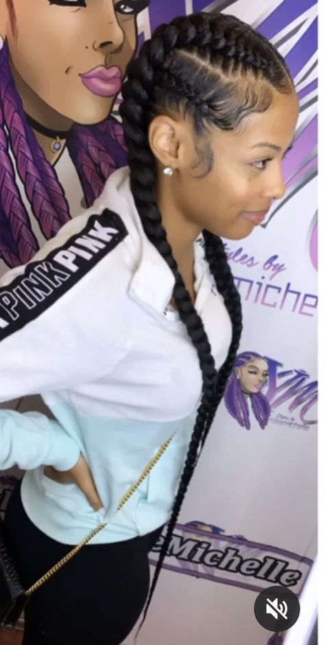 Corn Row Pigtails, 4-5 Feed In Braids Hairstyles, Large Straight Back Feed In Braids, Two Long Feed In Braids, Four French Braids, Two Feed In Braids With Weave, Two Cornrows Braids For Black Women, 4 Braids Cornrows, 4 Feed In Braids Hairstyles