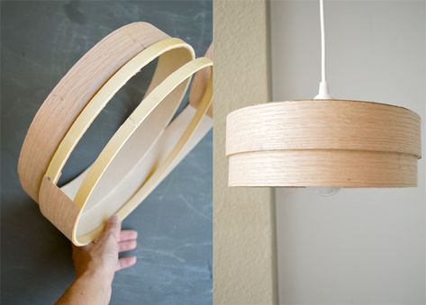 swoon studio: DIY Veneer Lamp Wood Veneer Lampshade, Dinning Room Light Fixture, Veneer Lamp, Diy Luminaire, Diy Lamps, Creative Lamp Shades, Lamp Inspiration, Shabby Chic Lamp Shades, Wood Lamp Shade