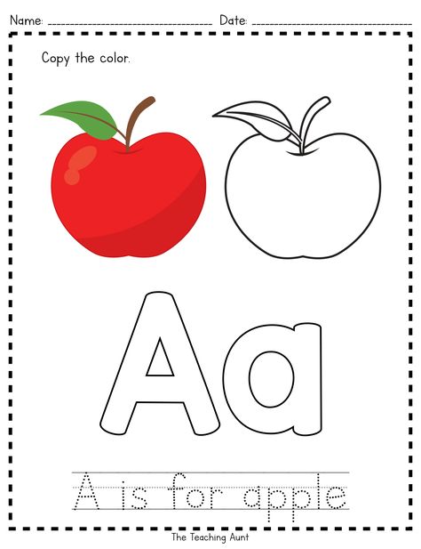 A is for Apple: Paper Pasting Activity - The Teaching Aunt A Is For Apple Craft Preschool, The Teaching Aunt Alphabet, A Is For Apple Preschool, A Is For Worksheet, A Is For Apple Printable, Letter A Activities For Preschool Printables Alphabet Worksheets, A For Apple Worksheet, A Is For Apple Craft, Apple Worksheets Preschool