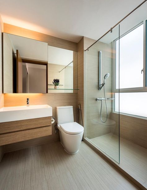 Modern Japanese Bathroom Design, Japanese Style Bathroom Design, Big Bathroom Interior Design, Muji Bathroom Design, Simple Bathroom Interior Design, Apartment Bathroom Modern, Singapore Bathroom Design, Muji Bathroom, Modern Toilet Design