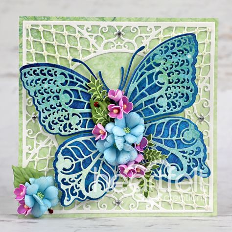 Library Green, Wild Rose Flower, Papercrafting Techniques, Butterfly Image, Decorative Butterfly, Foam Paper, Butterfly Handmade, Heartfelt Creations Cards, Emma Lou