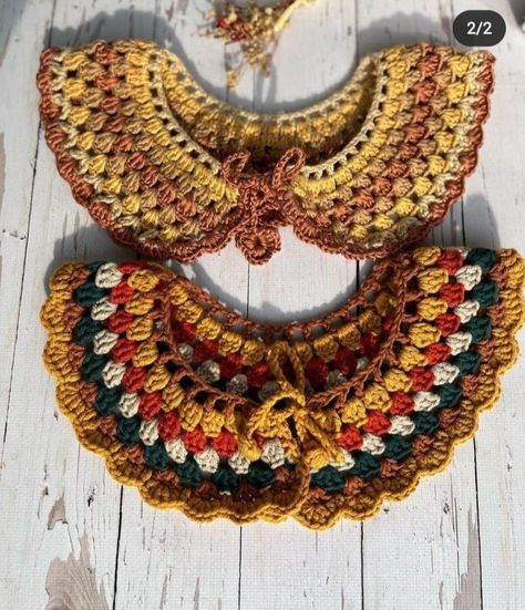 Crochet Collars, Crochet Collar Pattern, Collars Diy, Crochet Fairy, Crochet Cord, Crochet Fringe, Patterns Ideas, Crochet Collar, Granny Square Crochet Pattern