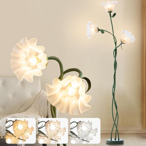 PRICES MAY VARY. Unique Floral Lampshade: The rustic floral floor lamp features an elegant flower design, emitting a vintage and timeless charm, adding a touch of freshness to your home decor. Adjustable Lamp Stand: The flexible silicone lamp stand can be twisted into different shapes, allowing you to adjust the lighting and lampshade position of the flower lamp floor to achieve the desired decorative effect. 3 Light Color Options: The Tall Standing Lamp offers three light color options - white Best Floor Lamps On Amazon, Cute Floor Lamps For Bedrooms, Boho Nursery Floor Lamp, Tulip Floor Lamp, Standing Flower Lamp, Living Room Lamp Lighting, Kids Room Floor Lamp, Cute Lamps Living Room, Stand Up Lamp