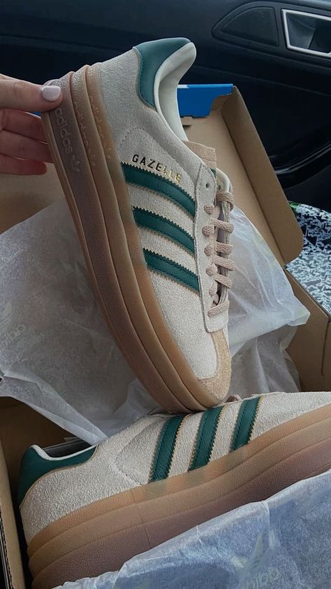 Adidas Platform Shoes, Samba Platform Adidas, Adidas Shoes Platform, Adidas Green Gazelle, Gazzele Adidas, Platform Gazelle Adidas, Adidas Green Sneakers, Gazelle Adidas Platform, Women’s Adidas Shoes