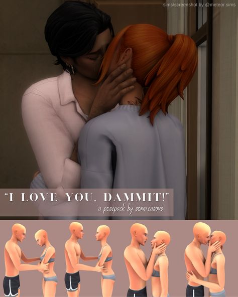 "I Love You, Dammit!" Pose Pack | Patreon Sims 4 Breakup Poses, Sims 4 Love Poses, Cc Packs Sims 4, Sims 4 Pose Packs, Sims 4 Cc Poses, Sims 4 Animations, Poses Sims 4, Sims Traits, Sims 4 Poses