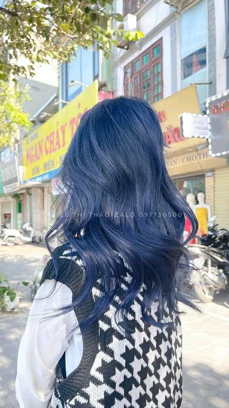 Blue Dyed Hair, Blue Hair, Dyed Hair, Hair, Blue, Black