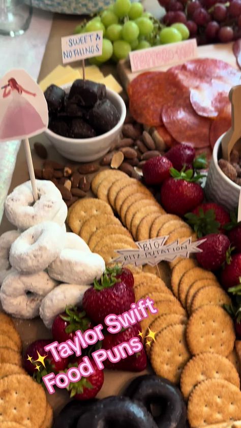 Taylor Swift Superbowl Snacks, Taylor Swift Themed Super Bowl Snacks, Taylor Swift Superbowl Party Food, Swiftie Superbowl Party, Swiftie Bowl Party, Speak Now Themed Snacks, Taylor Swift 1989 Themed Food, Taylor Swift Super Bowl Snacks, Superbowl Taylor Swift