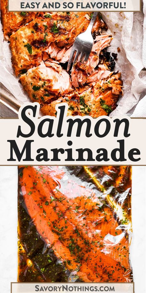 This easy Salmon Marinade is made with simple ingredients to add so much flavor to your fish. It's a family favorite for summer grilling! | #salmon #summer #grilling #summerrecipes #salmonrecipes #easyrecipes #marinade #dinner