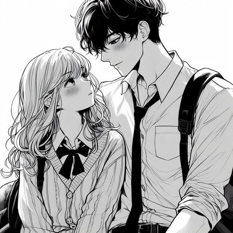 Height Difference Couple Drawing, Same Height Couples, Cat Boyfriend, Manhwa Funny, Couple Drawing, Rs 4, One Sided Love, Whatsapp Dp Images, Couple Drawings