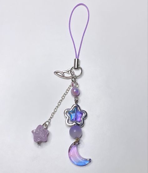 Purple Keychain Aesthetic, Purple Phone Strap, Keyring Aesthetic, Purple Phone Charm, Purple Keychain, Kawaii Purple, Emo Accessories, Japanese Y2k, Aesthetic Japanese