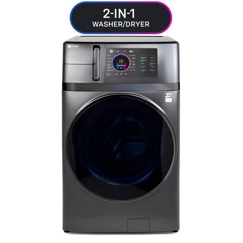 GE Profile 4.8 Cubic Feet Capacity UltraFast Smart All-in-One Combo Energy Start Washer/Electric Dryer & Reviews | Wayfair Dryer Exhaust Vent, Dryer Exhaust, New Washer And Dryer, Ge Appliances, Washer Dryer Combo, Front Load Washer, Smart Home Technology, Washing Machines, Heat Pump