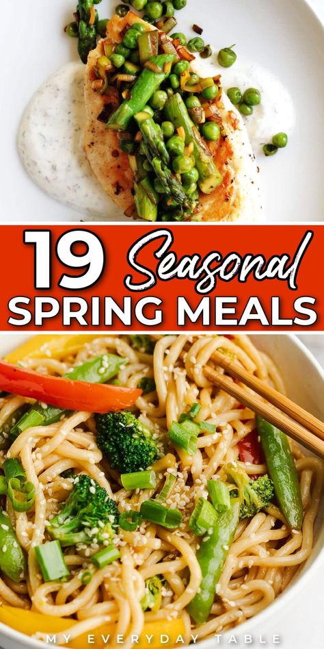 Plan your meals this spring with fresh and light flavors using these recipes! These ideas feature perfectly ripe spring produce and all the bright flavors you crave. These recipes have everything from simple chicken dinners to salads to pastas. Simple Chicken Dinners, Chicken Broccoli Ziti, Orange Chicken Stir Fry, Acai Bowl Recipe Easy, Spring Dinner Ideas, Lemon Asparagus Pasta, Light Pasta Dishes, Spring Dinner Recipes, Turkey Stir Fry