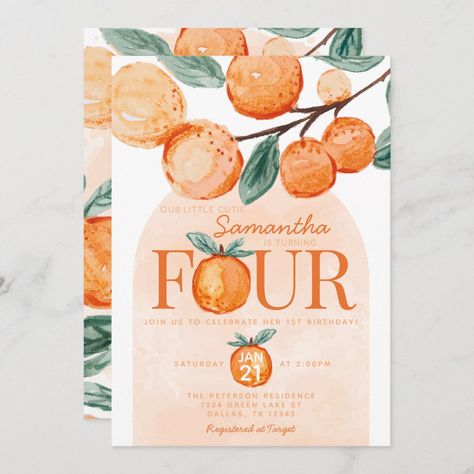 Orange Theme Birthday Party, Orange Watercolor Background, Orange Tree Branch, Orange Birthday Parties, Cutie Orange, Eco Friendly Wedding Invitations, Hey Cutie, Watercolor Orange, Orange Birthday