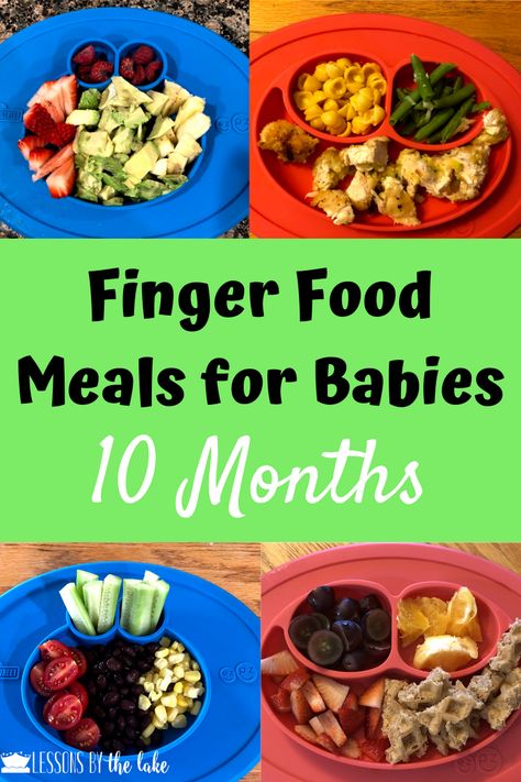 Here I share finger food meal ideas that I used with my 10 month old boy! Ideas for breakfast lunch and dinner are shared! #babyfood #babyledweaning #fingerfood #babymeals 9 Month Eating Schedule, Safe Foods For 9 Month Old, 9 Month Old Plates, Baby Food Recipes 9 12 Months, Simple Meals For 12 Month Old, Blw Daycare Meals 9 Months, Baby Meals 9 Month Old, 9 Month Baby Led Weaning, Baby Food Recipes 9 Months