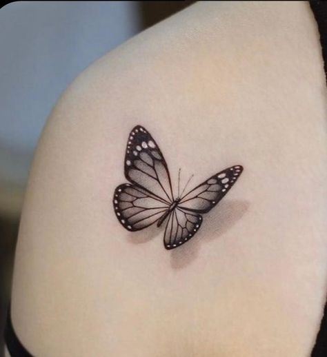 Mariposas Tattoo, Flower Butterfly Tattoo, Butterfly Tattoo Designs For Women, White Butterfly Tattoo, Realistic Butterfly Tattoo, Borboleta Tattoo, Maching Tattoos, 3d Butterfly Tattoo, Shadow Tattoo