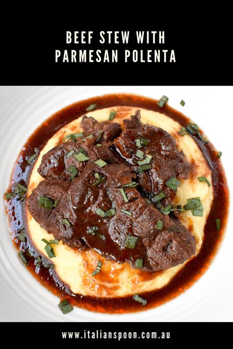 Parmesan Polenta, Italian Beef Stew, Polenta Recipe, Beef Ragu, Polenta Recipes, Recipe Italian, Italian Recipes Easy, Slow Cooked Beef, Beef Stew