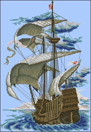 free cross-stitch pattern sailboat: Large Cross Stitch Patterns, Cross Stitch Sea, Cross Stitch Landscape, Soyut Sanat Tabloları, Cross Stitch Bird, Cross Stitch Pictures, Cross Stitch Patterns Free, Modern Cross, Free Cross Stitch