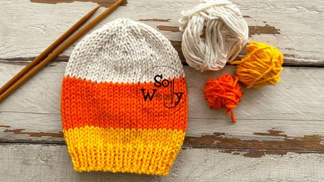 Candy Corn Hat, Twisted Rib Stitch, Halloween Knitting Patterns, Baby Hat Knitting Patterns Free, Garter Stitch Knitting, Knitted Mittens Pattern, Knitting Videos Tutorials, Baby Booties Knitting Pattern, Baby Hat Knitting Pattern