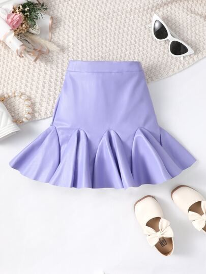 Girls Godet Hem Skirt | SHEIN Mood Board Fashion Inspiration, Godet Skirt, Girls Skirts, Purple Party, Purple Skirt, Kids Fashion Clothes, Violet Purple, Hem Skirt, Mood Board Fashion