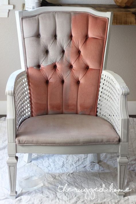 Back in march I picked up these vintage pink velvet chairs on craigslist. I had high hopes for them as they had such good bones. Cane chairs are my ultimate fav… Rustic Painted Furniture, Painting Fabric Furniture, Diy Upholstery, Paint Upholstery, Painting Fabric, Cozy Minimalist, Velvet Furniture, Fabric Furniture, Upholstery Diy