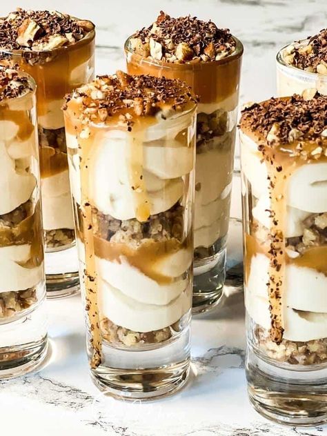 The Best No Bake Salted Caramel Cheesecake Shooters | Keto Dessert Shooter Recipes, Caramel Cheesecake Shooters, No Bake Salted Caramel Cheesecake, Dessert Shooters Recipes, Cheesecake Shooters, Shooter Recipes, Dessert Shooters, Salted Caramel Cheesecake, Mini Dessert