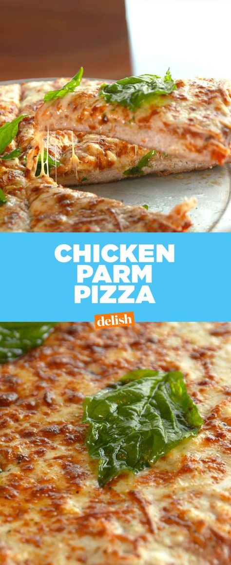 image Chicken Parm Pizza, Chicken Parmesan Pizza, Unique Pizza Recipes, Pizza Hot, Parmesan Pizza, Chicken Crust Pizza, Breakfast Casserole Sausage, Chicken Parm, Healthy Pizza