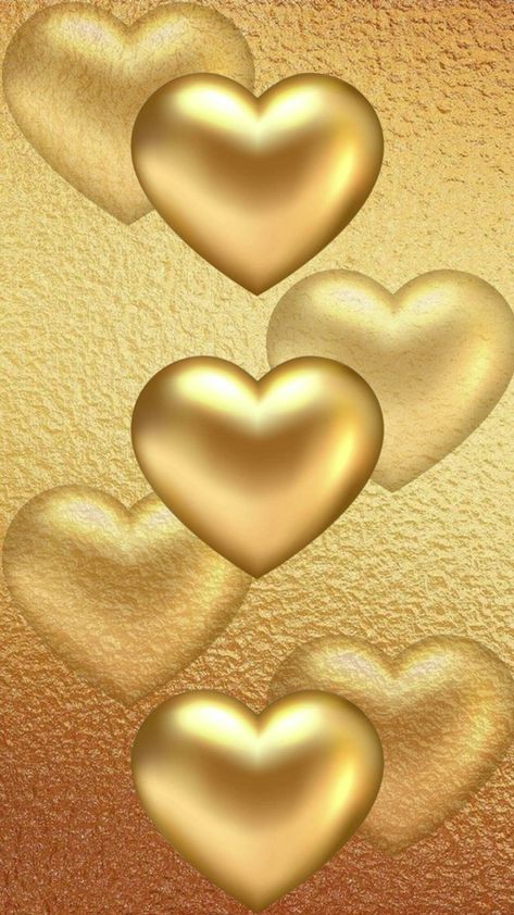 Gold Hearts Wallpaper, Heart Wallpapers, Hearts Wallpaper, Fractal Patterns, Gold Hearts, 3d Heart, Gold Wallpaper, Liquid Gold, Heart Wallpaper