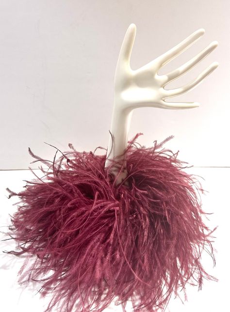 Ostrich Feather Wristlets Feather cuffs, Ombre Ostrich Feather Cuffs, Feather Wrist Ban Cuffs, 2ply-8 ply Wrist Band Cuffs Custom Made Cuffs Red Hair Pieces, Feather Accessories, Deep Red Hair, Feather Cuffs, Feather Cuff, Feather Brooch, Derby Fascinator, Types Of Hats, Feather Fascinator