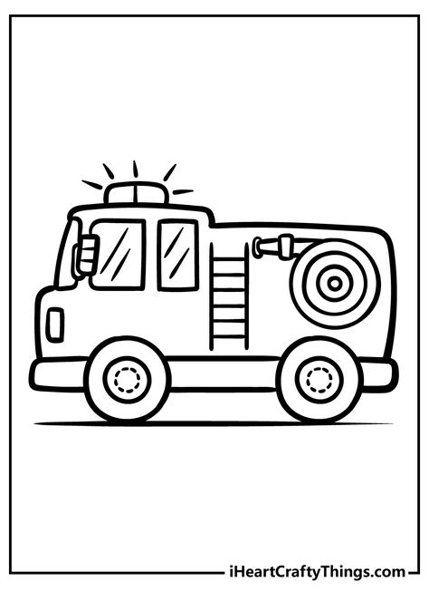 Fire Truck Pattern, Fire Engine Coloring Pages, Simple Firetruck Drawing, Firetruck Printables Free, Fire Fighter Coloring Pages For Kids, Cute Truck Drawing, Firetruck Crafts Toddlers, Fire Truck Drawing Easy, Fire Truck Template Free Printable