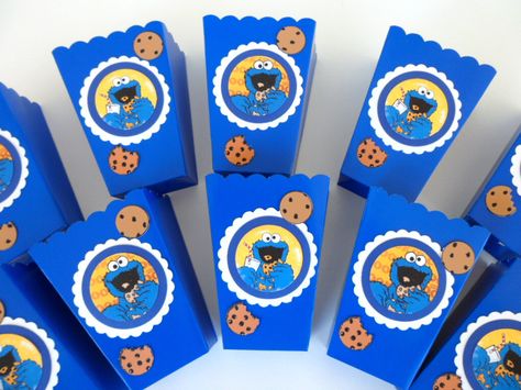 Cookie Monster Party Decorations, Cookie Monster Party Favors, Monster Party Favors, Cookie Monster Birthday Party, Baby Boy Cookies, Monster Baby Showers, Monster Decorations, Popcorn Candy, Monster 1st Birthdays