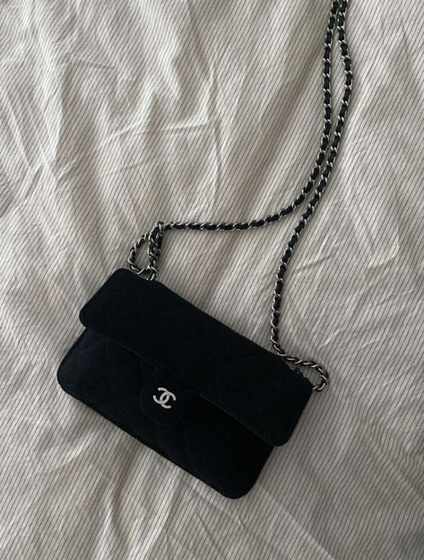 Silver Chanel Bag, Chanel Classic Flap Bag, Silver Bag, Silver Bags, Classic Flap Bag, Chanel Black, Black And Silver, Classic Flap, Backpack Purse