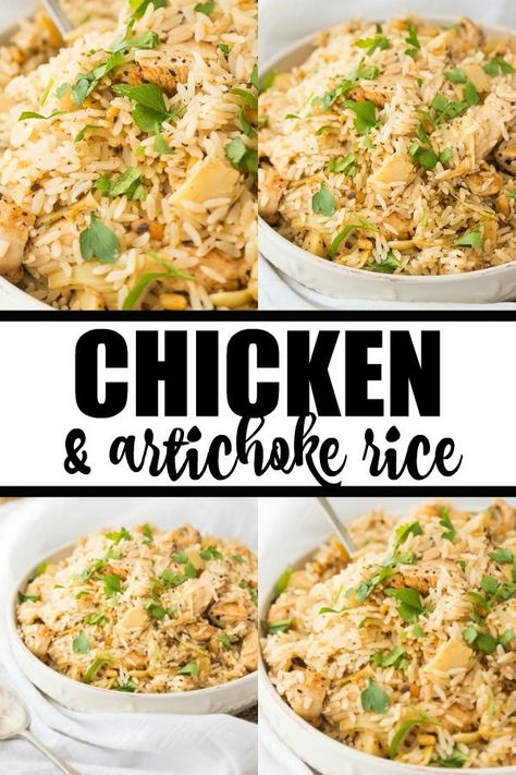 Chicken & Artichoke Rice - An easy meal your family will love! Rice And Artichoke Hearts, Artichoke Dishes, Artichoke Rice, Chicken And Artichoke, Bbq Grilled Chicken Recipes, Chicken Artichoke, Baked Chicken Recipes Healthy, Spinach Artichoke Chicken, Simply Stacie