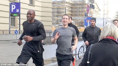 Facebook friends? Mark Zuckerberg runs with bodyguards through Berlin; The tech mogul is said to be increasingly concerned with his security after threats Close Protection, Executive Protection, Security Guard Services, Another Part Of Me, Work Tshirt, Staying Fit, New Fathers, Mark Zuckerberg, Worst Case Scenario