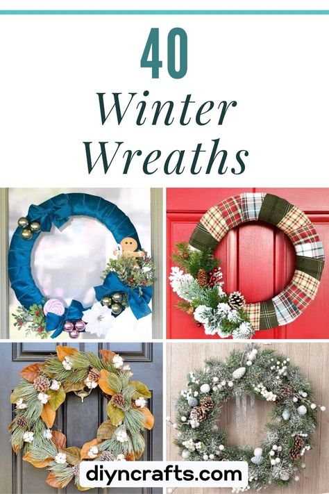 41 Insanely Gorgeous Winter Wreaths to Beautify Your Home Diy Winter Wreath Ideas, Simple Winter Wreath, Winter Wreaths For Front Door Diy, Diy Winter Wreath, Outdoor Wreaths On House, Winter Wreaths After Christmas, Winter Wreath Ideas, Winter Wreaths, January Wreath Ideas