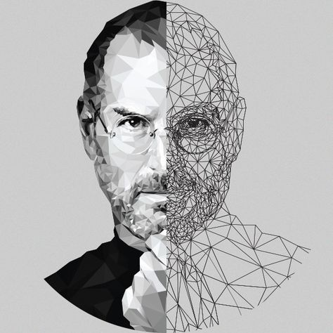 Steve Jobs Low Poly Illustration on Behance Steve Jobs Art, Steve Jobs Apple, Steve Jobs Quotes, Steve Job, Steve Jobs, Low Poly, Wall Design, Digital Illustration, Antonio Mora Artwork