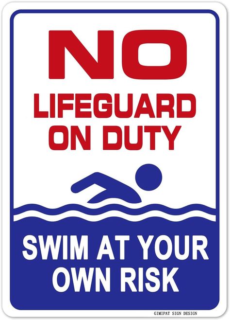 Amazon.com: GIMIPAT Aluminum no lifeguard on duty swim at you own risk Pool Sign, 12inx8in Fade Resistance, Indoor/Outdoor Use Metal Sign : Patio, Lawn & Garden Pool Signs, Sign Design, Lawn Garden, Metal Signs, Lawn, Indoor Outdoor, Swimming, Pool, Patio