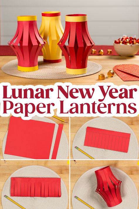 lunar new year paper lanterns Asian Lanterns Diy, Lunar New Year Lantern Craft, Chinese New Year Lantern Craft For Kids, Lunar New Year Activities For Kids, Lunar New Year Crafts For Kids, Chinese Lantern Craft, Lunar New Year Craft, Paper Lantern Craft, Lantern Crafts For Kids