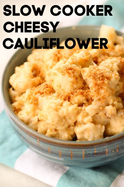 Slow Cooker Cheesy Cauliflower | Six Sisters' Stuff Cauliflower with cheese is the perfect combo. This is the perfect veggie side dish for your dinner that is smothered in a cheesy sauce. You'll almost think you are eating mac and cheese, but it's a delicious veggie in place of the pasta. The family we be asking for seconds. #cauliflower #slowcooker Easy Cheesy Cauliflower, Crockpot Cauliflower, Holiday Recipies, Baked Recipe, Sunday Lunches, Cauliflower Mac And Cheese, Six Sisters Stuff, Daily Vitamin, Cheesy Cauliflower