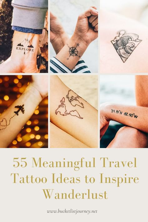 Wanderlust Tattoos, Pennywise Tattoo, Unique Tattoos Black Women, Travel Tattoo Ideas, Travel Symbols, Wanderlust Tattoo, Travel Tattoos, Special Tattoos, Omerta Tattoo