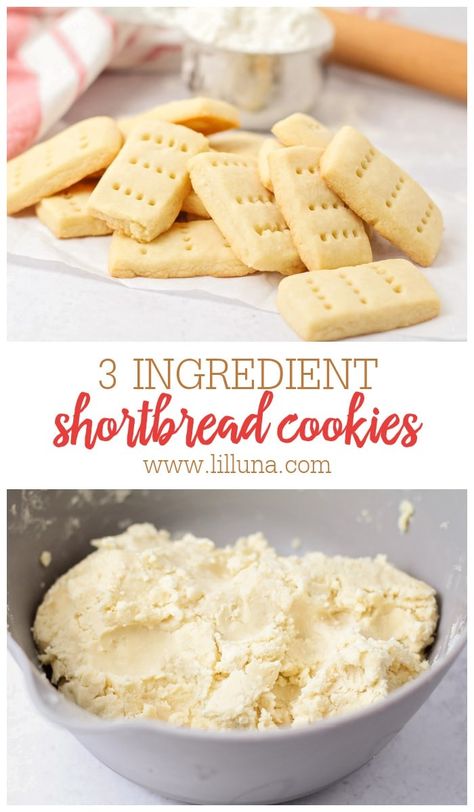 Easy Shortbread Cookies only have three ingredients and require just a few minutes of prep time. You will love how they melt in your mouth! #shortbreadcookies #shortbread #cookies #holidaycookies #3ingredient Short Bread Cookie Recipe 3 Ingredients, Three Ingredient Shortbread Cookies, Small Batch Shortbread Cookies, 3 Ingredient Buttery Shortbread Cookies, Best Shortbread Cookie Recipe Butter, 3 Ingredient Shortbread Cookies, 3 Ingredient Shortbread, Easy Shortbread Cookies, Three Ingredient Cookies