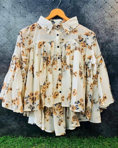 Chiffon Tops For Women Trendy, Trendy Tops For Women Casual, Western Tops For Women, Western Style Shirt, Kids Dress Wear, Fashion Top Outfits, Modest Dresses Casual, Trendy Dress Outfits