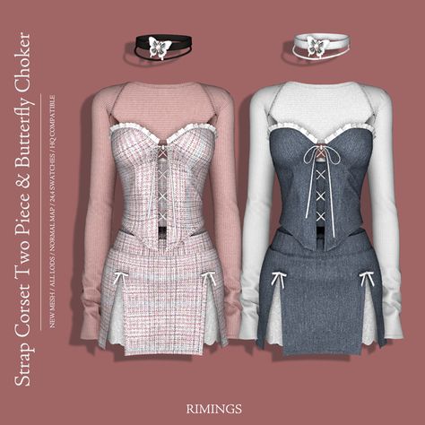 [RIMINGS] Strap Corset Two Piece & Butterfly Choker | Patreon Sims 4 Rimmings, Sims4 Cc Corset, Corset Sims 4 Cc, Sims 4 Cc Choker, Sims 4 Corset Cc, Sims 4 Cc Butterfly, The Sims 4 Rimings, Rimings Sims 4, Rimings Sims 4 Cc