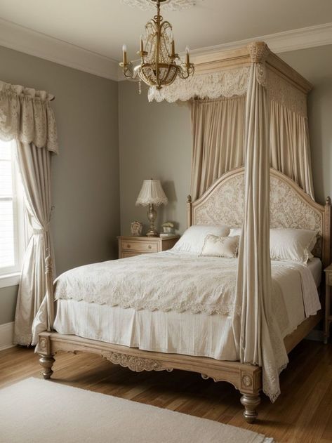 Victorian Aesthetic Bedroom, Victorian Bed Frame, Princess Bed Frame, Princess Bedroom Ideas, Vintage Princess Aesthetic, Ornate Dresser, Victorian Princess, Princess Bedrooms, Wooden Bed Frame