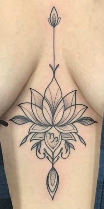 Between Chest Tattoo Female, In Between Chest Tattoo, In Between Chest Tattoo Female, Sternum Tattoos, Lotus Flower Tattoo Design, Chest Tattoo Female, Cute Hand Tattoos, Tattoo Female, Chest Tattoos For Women