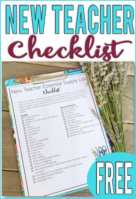 Beginning Teacher, New High School Teacher, High School Facs Classroom Decor, Teacher Prep Organization, Elementary Science Teacher Classroom, Classroom Decor Checklist, Teaching Ideas For High School, Back To School Teacher Checklist, Middle School Teacher Supplies