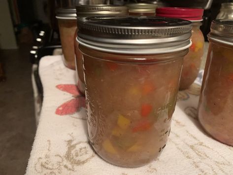 Pear Relish – PickensProgress.com Pear Relish, Soup Beans, Green Peppers, Hot Peppers, Celery Seed, Hot Pepper, Canning Jars, Chopped Onions, Stuffed Hot Peppers